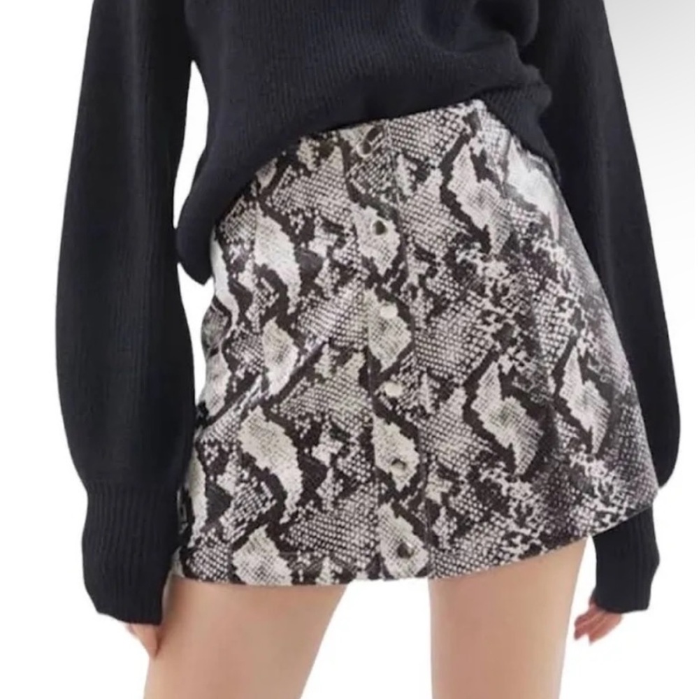 NWOT Urban Outfitters Vegan Leather Python Print Snap Front Mini Skirt